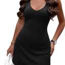 NIASHOT Athletic Dress for Women Adjustable Strap V Neck Built in Shorts with Pockets Tennis Golf Pickleball (Black, M)