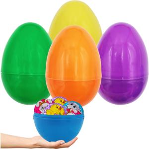 The Dreidel Company 4-Pack Massive 8" Inch Multicolor Fillable Easter Eggs Colorful Bright Plastic, Stands Upright, Perfect for Surprise, Easter Hunt, Assorted Colors, 8" Giant Fillable Eggs (4-Pack)