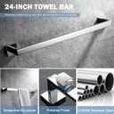 VELIMAX Premium Stainless Steel 4 Pieces Bathroom Hardware Accessories Set Wall Mounted Towel Bar Set, Polished, 24-Inch