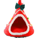 Creative Christmas Tree Shape Warm Pet Nest for Cats and Dogs for Holiday Decor. Red And Green Color