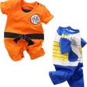 Baby Boys' 2 Pack Short Sleeve Romper Toddler Cartoon Onesie Outfits (3-6 Months, Orange/Blue)