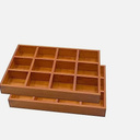 2 Pack Wooden Sorting Tray Grid Display Wood Divided Organizer Brown Finished