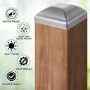 MorningRo 4 Pcs 3" x 3" Galvanized Post Caps Silver Metal Wood Fence Post Deck Covers Durable Water-Proof Uv-Proof for Decks, Patios, Fences, Waterproof Uv-Proof