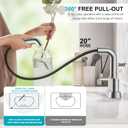 KENES Pull Down Bathroom Faucet with Sprayer, Brushed Nickel 4 Inch 2 Handle Centerset Bathroom Faucets 3 Hole with Pull Out Sprayer, Vanity Faucet with Pop Up Drain & Supply Lines LJ-9059A