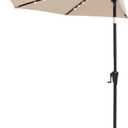 FLAME&SHADE 9 ft Half Round Solar Powered Outdoor Market Patio Table Umbrella for Wall Balcony with LED Lights and Tilt, 