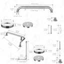 Polished Chrome L-Shaped Grab Bar 12x24 Inch + Knurled Shower Grab Rail 20 Inch, Zepolu Stainless Steel Toilet Safety Bar 90 Degree, Angled Balance Support Assist Bar, Bathroom Mobility Aid Handrail