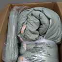 Luxudecor Floral Queen Comforter Set 7 Pieces Bed in a Bag, White Flower Print on Green Bedding Set, Soft Reversible Comforter with Sheet Set 90"x90"