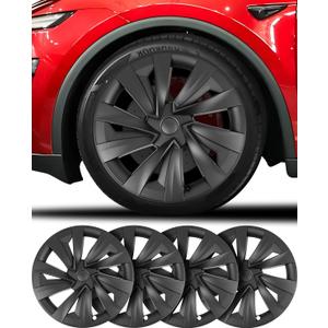 Model y Wheel Covers 19 inch, 19" Wheel Center Hub Cap Kit Compatible with Tesla Model Y Juniper Matte Black (19 inch Model y Juniper)