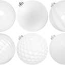 Christmas Ornaments, Oversized Huge Big Shatterproof Xmas Christmas Plastic Balls for Outside Lawn Yard Tree Hanging Decorations (6"/150mm, White, 6 Packs)