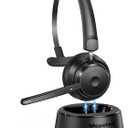 Bluetooth Headset, Wireless Headphone with Microphone, On Ear Bluetooth with USB Dongle for Office Call Center Skype Zoom Meeting Online Class (KH113M)