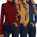 Neer 3 Pack Cotton Women's Turtleneck Long Sleeve Tops Thermal Underwear Base Layer Fall Winter Shirts Sweater, Medium