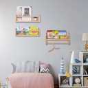 SAG's store Floating Nursery Shelves - Set of 3 Natural Wood Wall-Mounted Bookshelves for Kids Room, Baby Room, Nursery Decor - 15.7" Wide, Solid Wood Shelves for Books, Toys, and Decor Storage