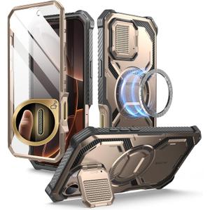 i-Blason for iPhone 16 Pro Case MagSafe, [Camera Control Button] [Built-in Screen Protector] [Camera Cover Stand], Military Protection Phone Case for iPhone 16 Pro, Armorbox Series, Rosegold (Desert)