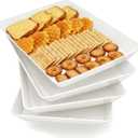 AMGBZT Serving Tray Platter, 4 Pack Food Tray for Veggie Fruit Snack Dessert Cookie Cheese, Food Trays for Party Supplies Display, Plastic Platters for Serving Food, Large White Trays, BPA Free