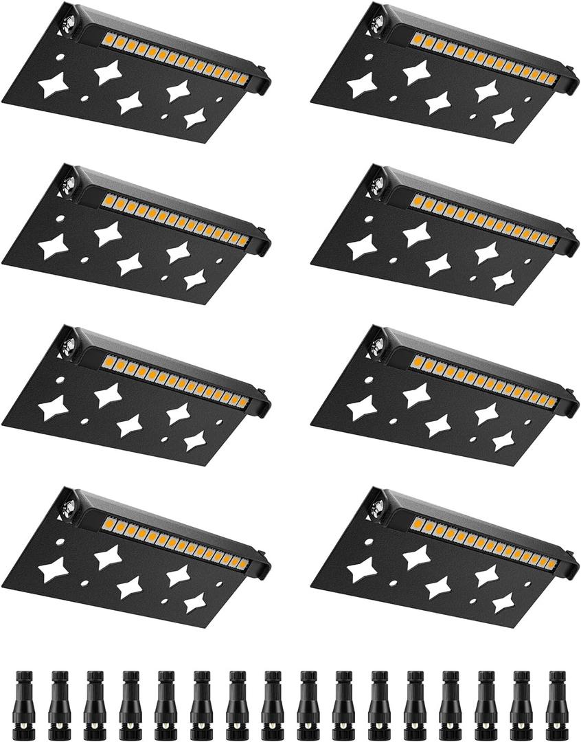 5W Retaining Wall Lights,7 inch LED Hardscape Lighting Low Voltage Landscape Paver Lights 12V 24V Step Lights Outdoor IP66 Waterproof 3000K Soft White Stair Deck Lighting (8 Pack+Connectors)