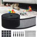 Under Couch Blocker for Pets and Toys, 6in x 32.8ft Upgraded Under Bed Blocker with 15 Mounting Bases and 6 Hook and Loop, Toy Blocker for Couch, Stop Cats Dogs Going Under Sofa (Black)