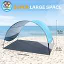 Sportneer Beach Tent Sun Shelter Beach Shade Canopy UPF 50+ UV Protection with 8 Wind Ropes and 12 Ground Stakes for Beach Camping Backyard Picnic Outdoor (Light Blue)