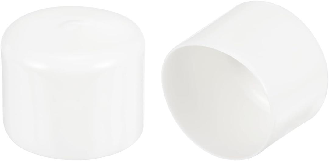 uxcell 4pcs 58mm(2 1/4") Rubber End Caps, Round Vinyl Plug Insert Plastic End Caps for Tubing, Fence, Pipe Post, Furniture, Railing, White