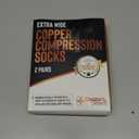 Doctor's Select Copper Plus Size Compression Socks Wide Calf - 2 Pairs | 20-30mmHg Extra Wide Calf Compression Socks Women Copper for Swelling, Varicose Veins | Black (3X-Large)