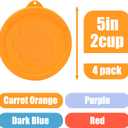 2 Cup Silicone Replacement Lids Storage Cover for Pyrex 7200-PC and Anchor Hocking Glass Bowls (Container not Included) 4 Pack Microwave, Dishwasher and Freezer Safe
