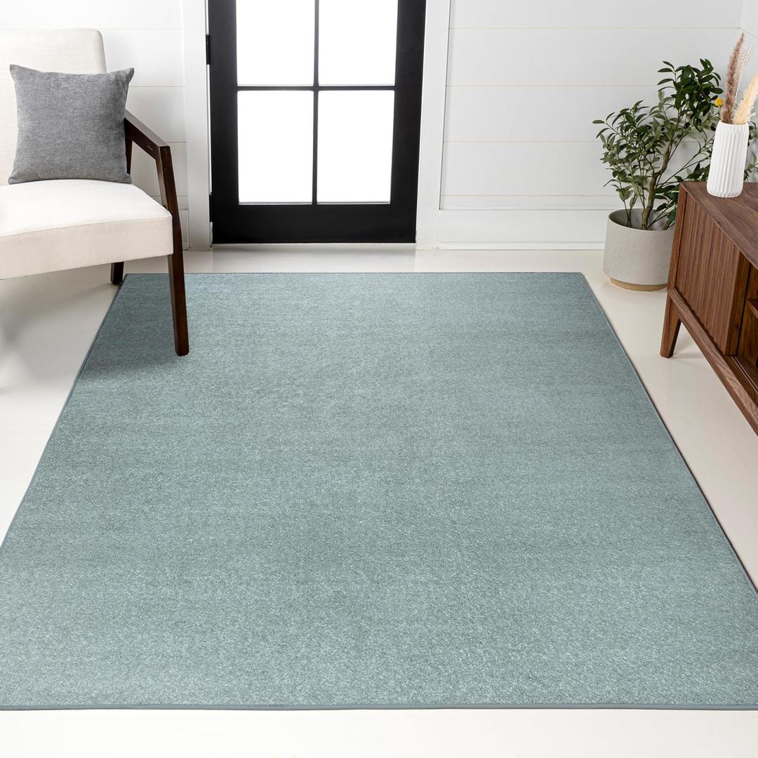 JONATHAN Y Haze Solid Low-Pile Aqua Blue Indoor Area Rug 8x10, Coastal,Bohemian,Minimalist,Classic, Easy-Cleaning for Living Room,Bedroom,Kitchen,Pet Friendly,Non-Shedding (SEU100S-8) (7'9" x 10' (Rectangular))