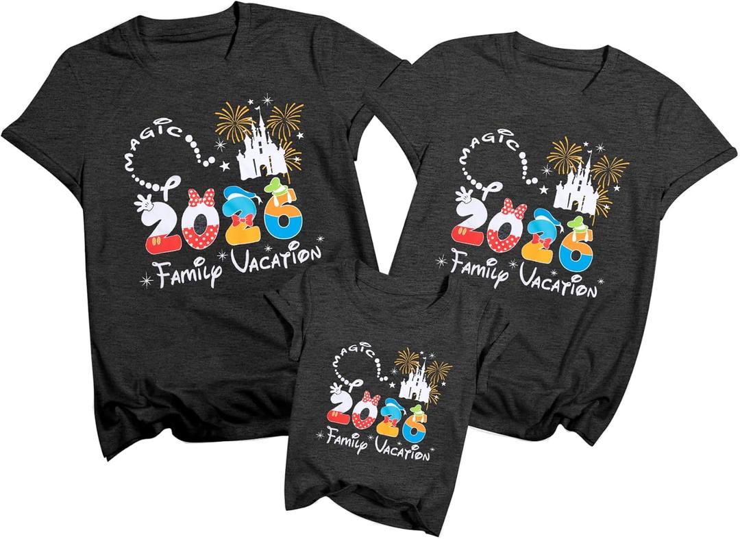 Family Vacation Shirts 2026 Family Matching Outfits Magical Tshirt for Family Cruise Trip Clothes Summer Travel Tops (Black, S)
