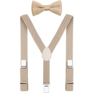 Men's Boys' Bow Tie and Suspenders Set Adjustable Elastic