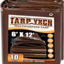 Brown Tarp 6x12 Feet, 10 Mil Thick Waterproof Poly Tarps Cover UV Resistant, Rip & Tear Proof with Metal Grommets Every 20 Inches