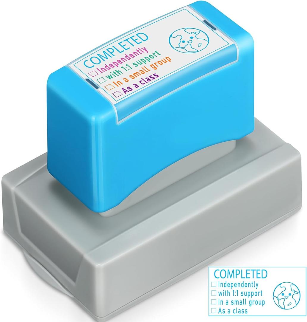2 x Teacher Stamps Self Inking Teacher Grading Stamps Checkbox for Classroom(Completed)