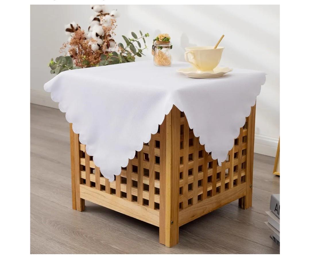 White Tablecloth 54 x 108 Inch Polyester Fabric Washable Table Cover Decorative Wrinkle Resistant Solid Color Table Cloth
