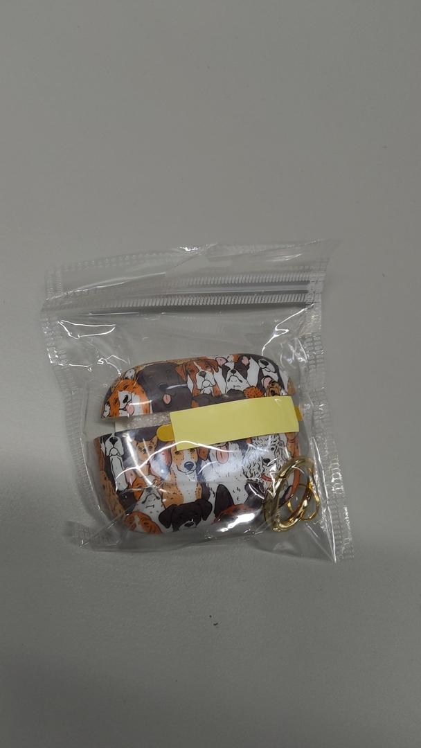 Compatible with AirPod Pro 2nd/1st Generation Case Cover, Cute Hard & Shockproof Skin Case Cover with Gold Round Keychain, for Men Women & Girls(Cute Dog)