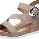 Jeossy Women's Platform Wedge Sandals 835 Comfortable Open Toe Ankle Strap Summer Walking Sandals with Buckle