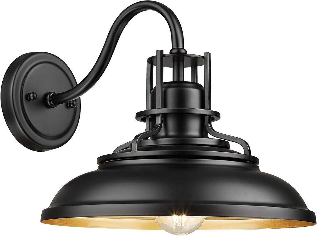 FEMILA 12 Outdoor Barn Light Fixture, Exterior Lighting Fixtures, Black Wall Mount Porch Lights Outdoor House Lights for Front Door 4FY15-1W BK
