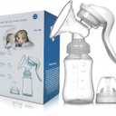 Manual Breast Pump with Non-Slip Design, Microwave Safe Milk Collection Bottle, Heat Resistant