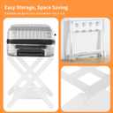 Heybly Luggage Rack, Folding Suitcase Stand with Storage Shelf, Heavy-Duty Luggage Holder for Guest Room Bedroom Hotel, Holds up to 165 lb, White, HLR010W1