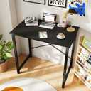 DUMOS 31 Inch Small Computer Desk for Home Office, Modern Study Writing Work Table Simple Style for Bedroom with X-Shaped ReInchforcement, Black