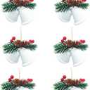 Christmas Bells Ornaments - 6 Pcs White Christmas Tree Bells Pendants for Holiday Party Decoration