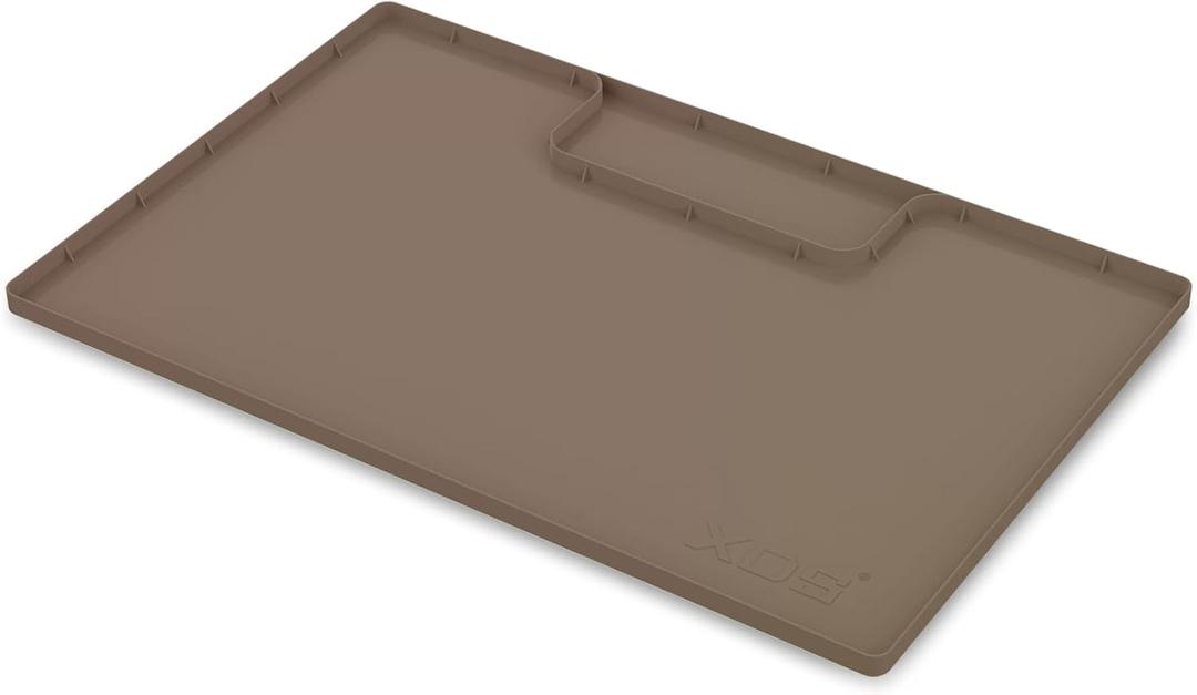 XDS 34''x22'' Cut to Fit Under Sink Mats,Silicone Under Sink Liner for Kitchen Cabinets, Preventing Drips, Leaks, Spills (Tan)
