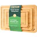 VEVOR Cutting Board 3 Pieces, Premium Versatile Bamboo Cutting Board, Food-Grade Oil and Juice Groove, Sturdy Durable Chopping Board, Built-in Handle, Wooden for Display Chopping Serving