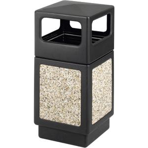 Safco Canmeleon Garbage Can, 38 Gallons, Indoor and Outdoor Use, Durable & Weather-Resistant Commercial Garbage Can with Stone Panels, Black