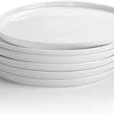 AntoKueh White ceramic plates set of 6, 10 Inch round Porcelain plate, 6-piece Salad dishes with shallow Edges for steak, Dessert, Dishwasher/Microwave safe