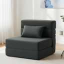 FILUXE Folding Sofa Bed | Convertible Sleeper Chair Bed for Adults, Fold Out Chair to Bed Linen Futon Chair with Pillow, for Home Dorm Apartment RV Living Room, Single Size Dark Gray