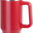 OGGI 40 oz Tumbler with Handle, Straw & Lid - Big Water Bottle, Travel Coffee Mug, Stainless Steel Vacuum Insulated Thermal Cup for Hot Cold Beverages, Cold for 24Hrs & Hot for 12Hrs - Red