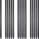 Straight Rebar Stakes 18 Inch 16 Pack Heavy Duty Steel Ground Stakes 1/2 Inch Diameter Landscape Timber Spikes with Chisel Point End for Plant Support, Concrete Form and Fence, Black