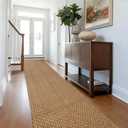 Hallway Washable Runner Rug,2x10 ft Boho Braided Kitchen Rugs,Neutral Entryway Rug,Faux Jute Rug,Non Slip Indoor Farmhouse Solid Carpet for Bathroom Living Room Bedroom,Tan Brown