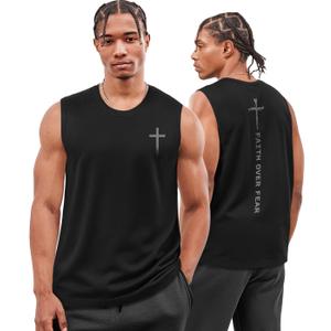 Flafens Tank Tops Men - Sleeveless Shirts for Men Graphic Cotton Mens Tank Tops Summer Fashion Casual Loose Fit Tanktop (Black, XL)