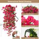ZFProcess Artificial Hanging Flowers Plants for Outdoor Spring Summer Decoration, 2PCS Faux Silk Morning Glory UV Resistant Look Real for Outside Home Indoor Planter Porch Garden Yard Decor(Rose Red)