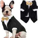Dog Tuxedo, Formal Pet Clothes Shirt Costume Wedding Attire Party Bow Tie Suit, Pet Outfit for Small Medium Large Dogs Cats, Halloween Pet Costumes Birthday Puppy Clothing Christmas Apparel (M) (Black)