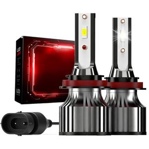 H11/H8/H9 Light Bulbs, 6000K Cool White Fog Light, 6160LM Per Set Bulb, 28W 500% Brightness, Plug & Play, Pack of 2