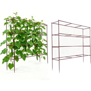 2 Pack Cucumber Trellis, Trellis for Climbing Plants Outdoor, 58" L x 14" W x 55" H Heavy Duty Metal Garden Plant Support for Raised Beds, Peas, Okra, Vines & Flowers